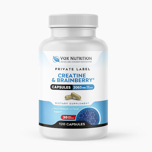 Private label creatine and Brainberry powder container