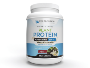 Private label vegan plant protein powder container
