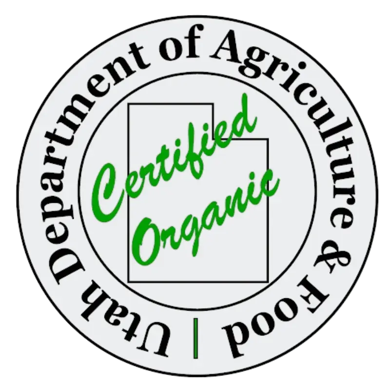 Certified organic by the Utah Department of Agriculture and Food